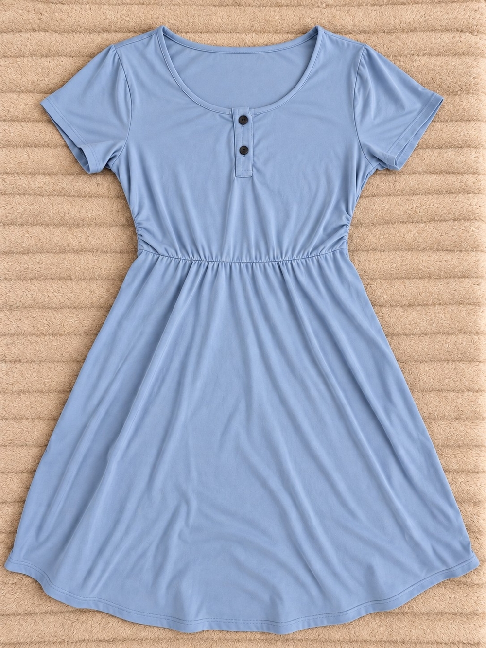 Womens Light Blue Short Sleeve Casual Dress With Built In Shorts